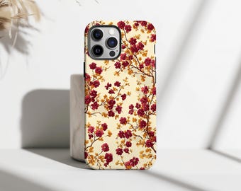 Funda vintage con flores silvestres, bonita funda botánica para iPhone 17, 16, 15, 14, 13, 12 Pro Max y Samsung S25 y S24.