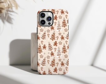 Gingerbread Phone Case Christmas Aesthetic Cover, Holiday Cookie Tree Design Cover, iPhone 17 16 15 14 13 12 11, Samsung S25 S24 S23 S22