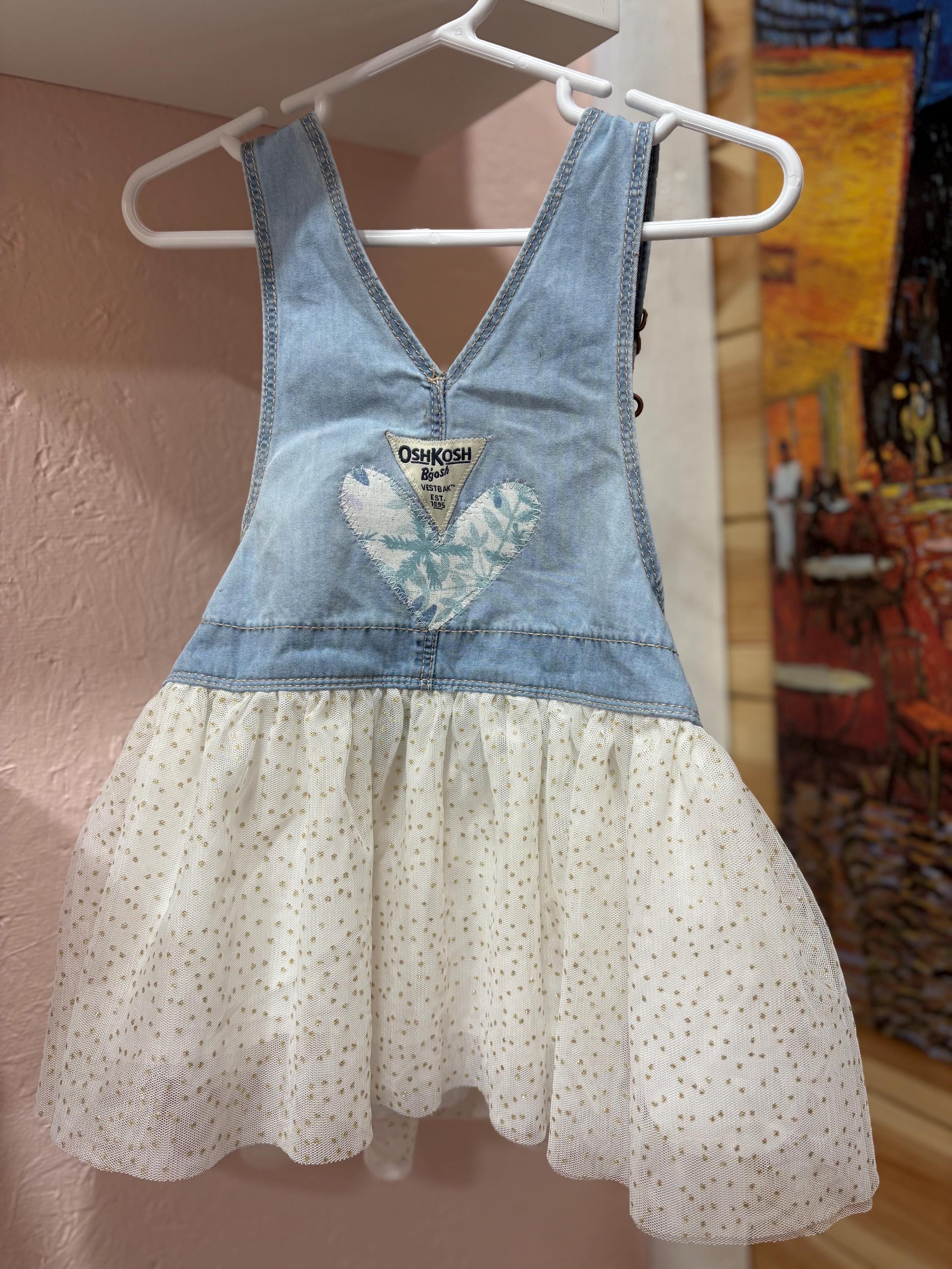 Oshkosh Toddler Overall Dress, Snowflake Heart Applique, White Tulle Skirt,  Size 2T - Etsy Ireland