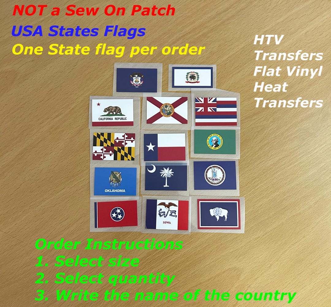 US State Flag HTV Heat Transfer Vinyl Iron on , One Flag per Order - Etsy