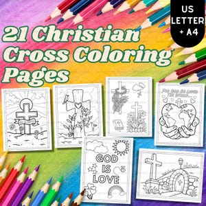 Christian Cross Coloring Pages PDF, Faith-Based Bible Printables for Kids and Adults, Sunday School & Prayer Activity Download, Gift