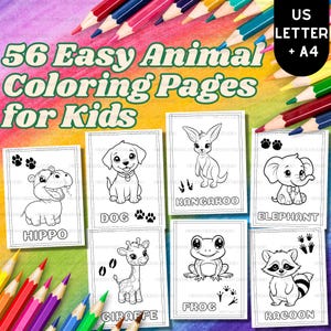 Easy Animal Coloring Pages, Preschool Coloring, Toddlers Activity, Printable Coloring Pages, Wildlife & Footprints, Kindergarten, Homeschool