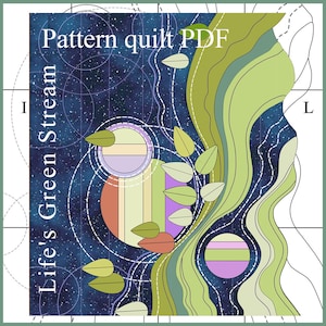 Kunstquilt met Life's Green Stream-patroon, appliqué.