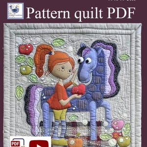 Friendship Wall Blanket Sewing Pattern: Blue Horse Applique (PDF Download)