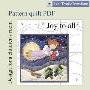 Quilt art pattern, applique - Joy to all. 21 x 21 in (53 x 53 cm).