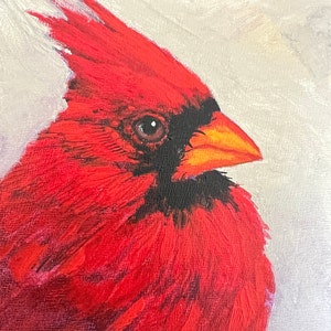 Cardinal original male cardinal painting portraits 4&quot; x 4&quot; acrylic on Ampersand wood panel