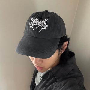 Cyber Y2K Baseball Cap: Vintage Black Wash Grunge Hat