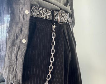 Y2K Wallet Chain: Silver Link Pants Chain, Japanese Grunge Fashion