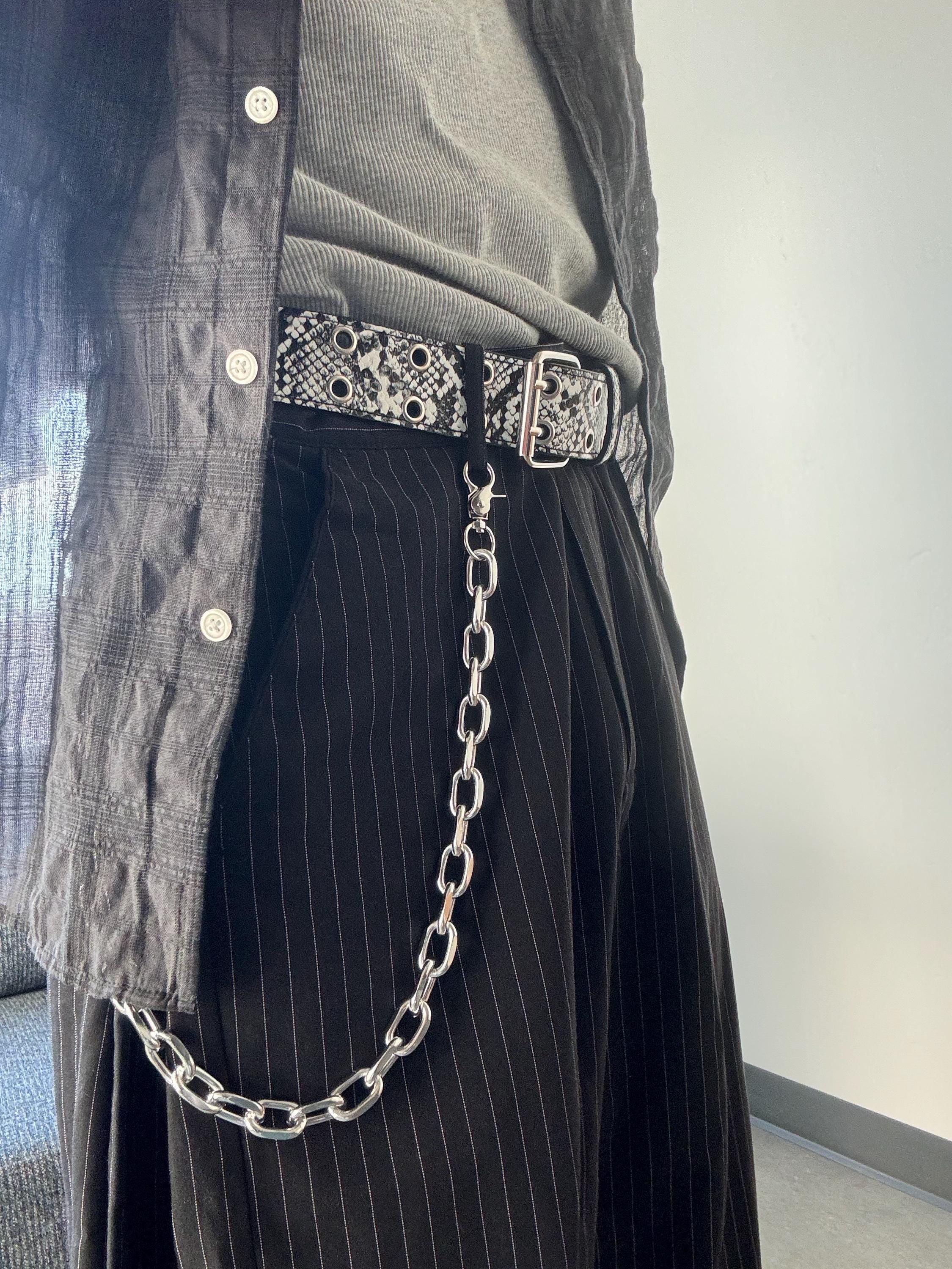 Y2K Wallet Chain: Silver Link Pants Chain, Japanese Grunge Fashion