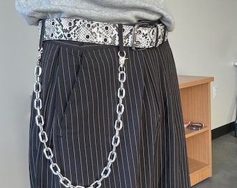 Y2K Wallet Chain: Silver Link Pants Chain, Japanese Grunge Fashion Jeans Accessory