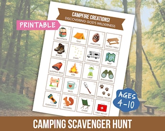 Camping Scavenger Hunt for Kids Outdoor Summer Activity Roadtrip Travel Game Boy & Girl Scout Nature Exploration Digital Download Printable