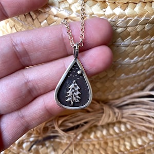 Handmade 925 Sterling Silver Pine Tree Necklace, Nature Inspired Jewelry, Woodland Pendant, Gift for Her