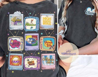 Two-sided Disney Channel TV original shirt,  High School Musical Hannah Montana Lizzie McGuire Tee Pop Star WDW Disneyland Shirt