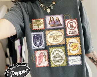 Vintage Stars Hollows Connecticut Stamps Shirt Comfort Colors, Luke's Coffee T Shirt, No Cell Phone Dragonfly Inn, TV Show Fans Gift