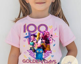 Camiseta Huntrix de 100 días de clases, camiseta de educación para estudiantes y maestros conmemorativa del 100.º día de clases, regalo para niños