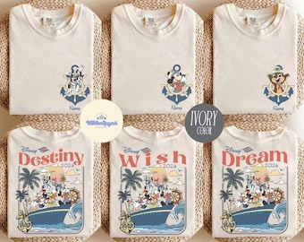 Camiseta personalizada de Disney Cruise Line, Mickey y sus amigos, familia a juego, camiseta Wish Dream Magic Wonder Destiny Treasure
