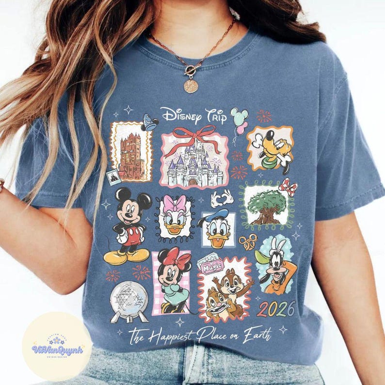 Vintage Mickey & friends Disney trip 2026 Shirt, Disneyland WDW Family matching T-Shirt Cropped baby tee Gift Bild 1