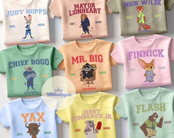 All characters Disney Zootopia 2 Shirt, Nick Wilde Judy Hopps Shirt, Disney Family Trip Shirt, Zootopia Est 2016 Family Group matching Tee