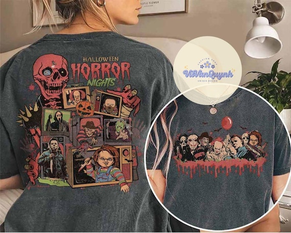 Halloween Horror nights Horror characters shirt, Universal Studios Scary movie shirt, Halloween sweatshirt costume Gift for her him