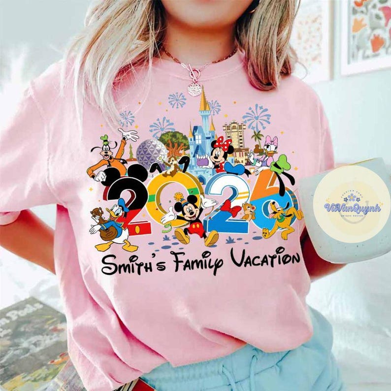 Custom Name Disney trip 2026 Shirt, Mickey & friends WDW Magic Kingdom T-Shirt Family matching Tee, Disney Family vacation Tshirt baby tee bild 3