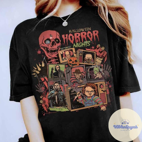 Halloween Horror nights Horror characters shirt, Universal Studios Scary movie shirt, Halloween sweatshirt costume Gift for her him