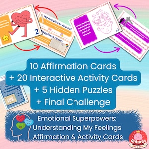Tarjetas de emociones para niños / Juego de actividades imprimibles sobre sentimientos y emociones / Tarjetas didácticas de inteligencia emocional - Hojas de trabajo de atención plena