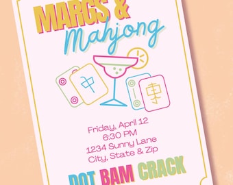 Mahjong Digital Custom Invitation | Made-To-Order | We Design, You Print and Send!