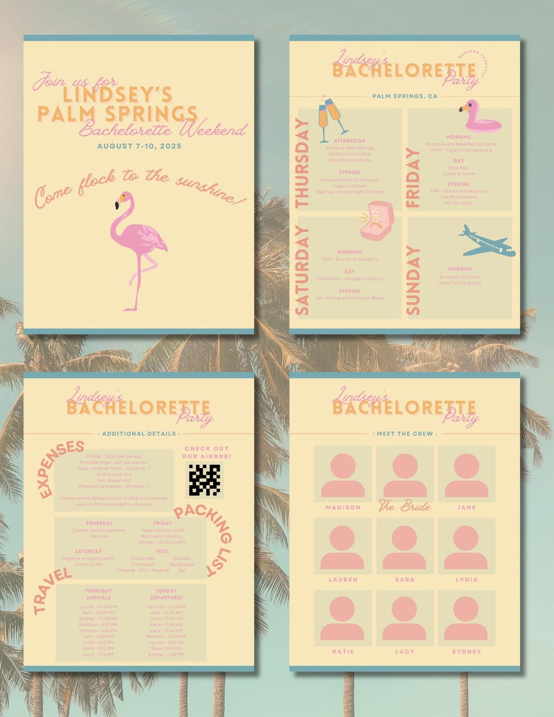 CUSTOM Bachelorette Itinerary - Palm Springs Bachelorette Weekend ...