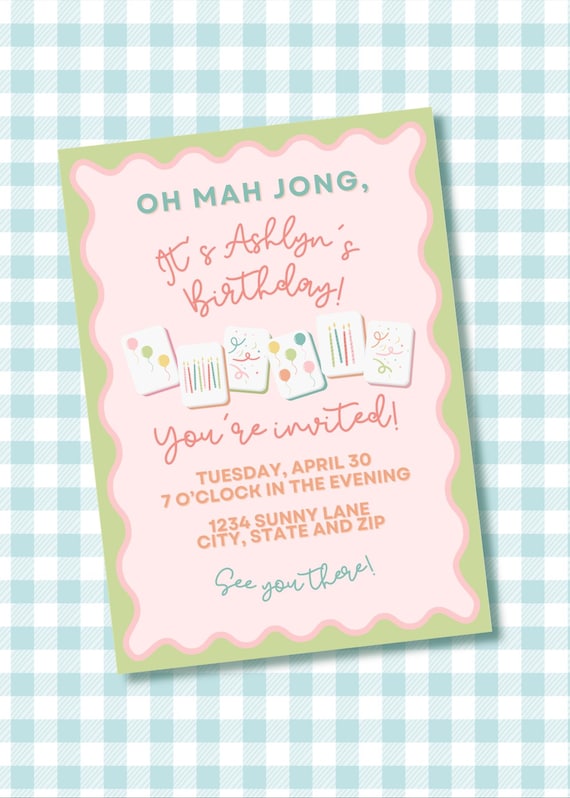 Mahjong Birthday Digital Custom Invitation | Made-To-Order | We Design, You Print and Send!