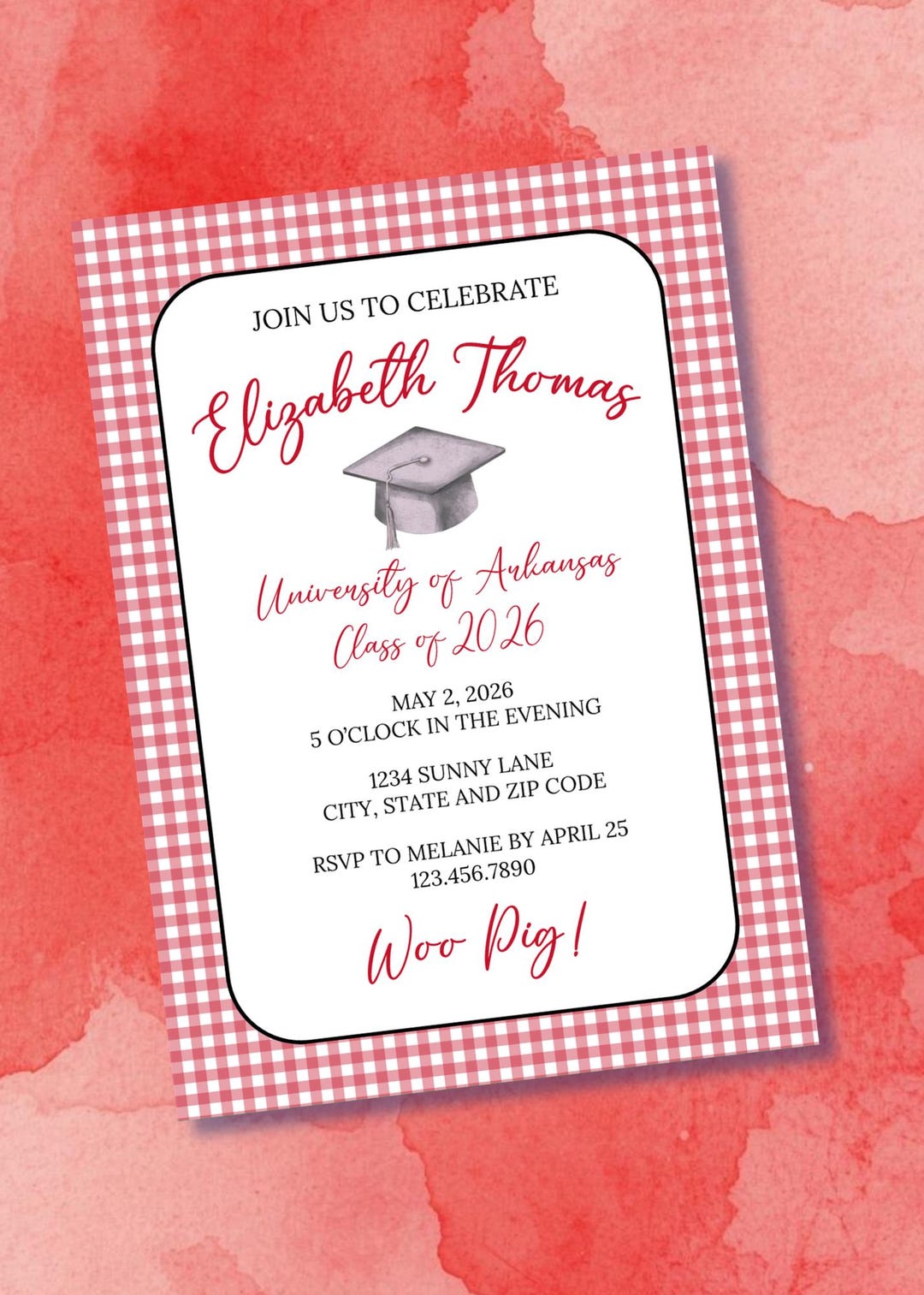 University of Arkansas Graduation Invitation | Custom Class of 2026 ...