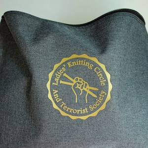 Feminist Knitting Project Bag: Ladies Knitting Circle Canvas Tote