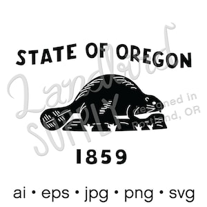 State of Oregon Beaver Symbol Flag SVG Design Files - ai • eps • jpg • png • svg cut file for Cricut, Silhouette Cameo | Instant Download