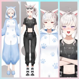 Premade aanpasbaar live2d Vtube-studiomodel / 14 knoppen, uitdrukkingen en acties / live2d-avatars / bewerkbaar en tuigage / Schattig cool meisje