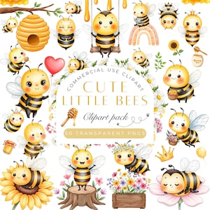 Süße Honigbienen Aquarell Clipart, Baby Biene Clipart, süße Biene PNG, Hummel Clipart, Aquarell Biene Clipart, Bienen Clipart kommerzielle Nutzung