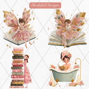 Buch Liebhaber Clipart Bundle | Bücherwurm Ästhetik PNG | Leseratte Mädchen Clipart | BookTok Planer Aufkleber | Zitate von Bücherlieben Bild 4