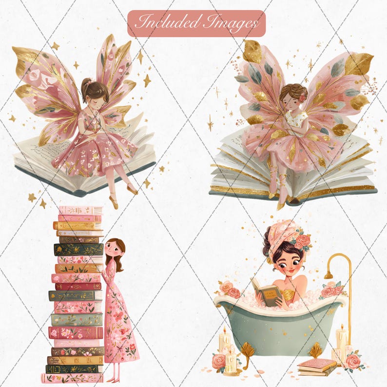 Buch Liebhaber Clipart Bundle | Bücherwurm Ästhetik PNG | Leseratte Mädchen Clipart | BookTok Planer Aufkleber | Zitate von Bücherlieben Bild 4