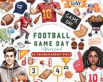 Aquarell Fußball Clipart: Spieltag PNG Grafik (Digitaler Download)