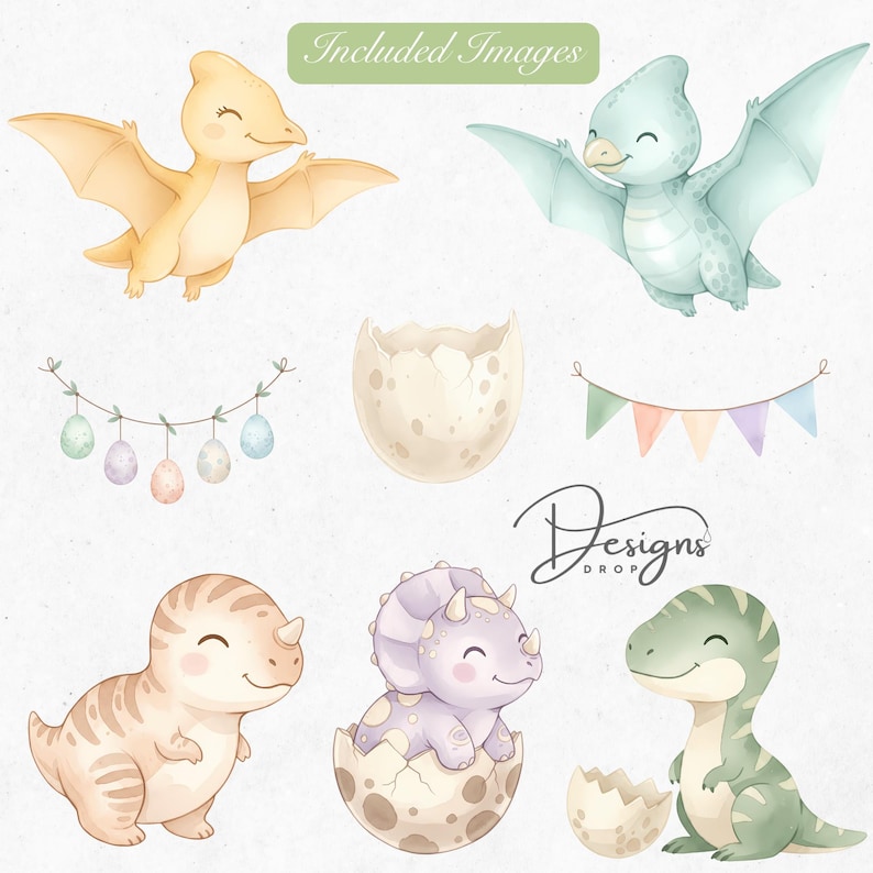 Watercolor Baby Dinosaur Clipart: 63 Dino Pngs (digital Download) - Etsy