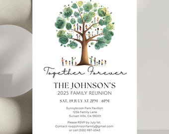Family Tree Reunion Invitation, Minimalist Style (Instant Download)