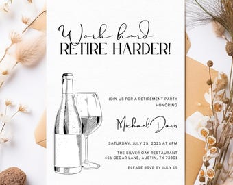 Editable Retirement Party Invitation: Minimalist Celebration (Digital Download)