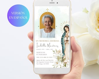 Electronic Spanish Funeral Invite, Virgin Mary Evite (Digital)
