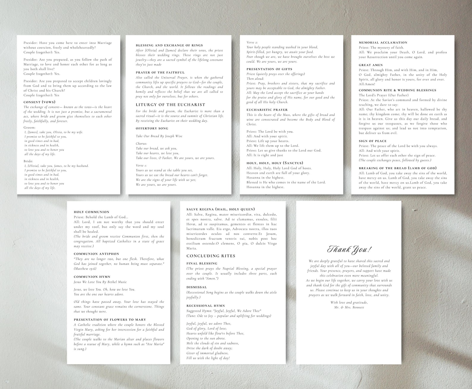 Editable Catholic Church Wedding Program Template, Minimalist Mass