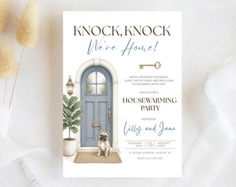 Knock Knock We're Home Housewarming Party Invitation Template, New Home Celebration, New House Announcement, Apartment Party Invite