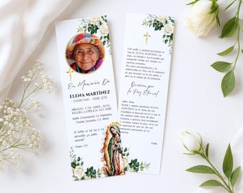 Virgen De Guadalupe Funeral Bookmark, Recordatorio Funeral Español, Catholic Memorial Bookmark, Estampa Difunto, Spanish Funeral Keepsake V1