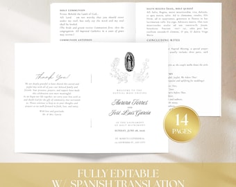 Editable Spanish Catholic Wedding Program, Virgen De Guadalupe Mass Booklet Digital Download, Our Lady of Guadalupe Wedding Pamphlet