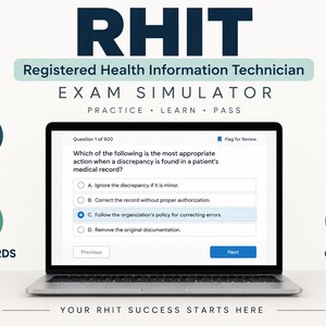 RHIT (Registered Health Information Technician) Examen Simulator HTML | 600 Vragen & Antwoorden, Flashcards, Offline