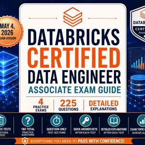 Databricks Certified Data Engineer Associate Exam Guide PDF | 4 Practice Tests, 180 Questions & Explanations