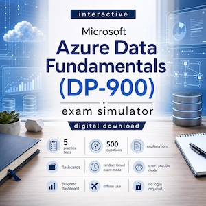 Azure Data Fundamentals DP-900 Exam Simulator HTML | 500 Q&A Flashcards