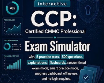 CCP Certified CMMC Professional Exam Simulator | 5 Tests, 500 Q&A + Flashcards and CUI Prep