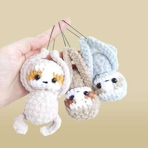 Häkelanleitung: Faultier Schlüsselanhänger Amigurumi Tutorial (PDF in englisch) + Hund Häkelanleitung PDF für Weihnachtsgeschenke & Babypartys